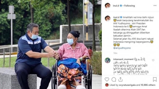 Duka Indul Daratista untuk kepergian Ani Yudhoyono. [instagram/inul.d]