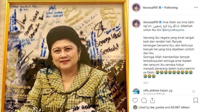 Sosok Ani Yudhoyono di mata penyanyi Rossa. [instagram/rossa910]