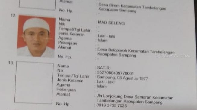 Nama-nama DPO pembakar Polsek Tambelangan Sampang, Madura.(Suara.com/Achmad Ali).