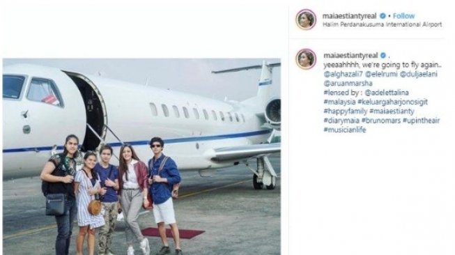 Maia Estianty mudik gunakan jet pribadi [Instagram]