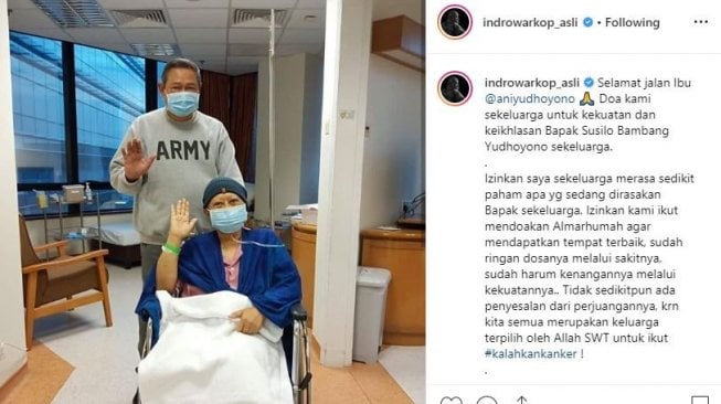 Indro Warkop berharap SBY kuat dan ikhlas ditinggal sang istri Ani Yudhoyono. [instagram/indrowarkop]