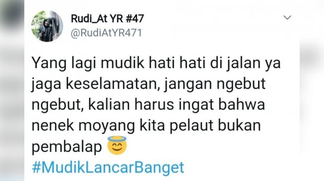 Cuitan warganet #MudikLancarBanget. [Twitter]