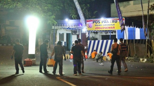 Lokasi ledakan bom bunuh diri Sukoharjo. (Antara)