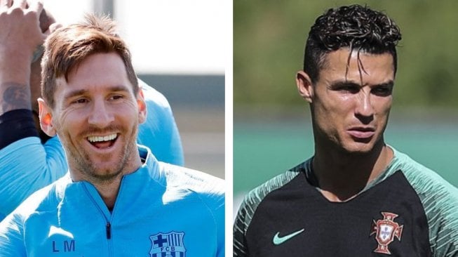 Megabintang Barcelona Lionel Messi dan Megabintang Juventus, Cristiano Ronaldo, (Instagram/@leomessi dan CARLOS COSTA / AFP)