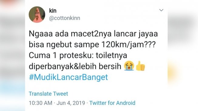 Cuitan warganet #MudikLancarBanget. [Twitter]