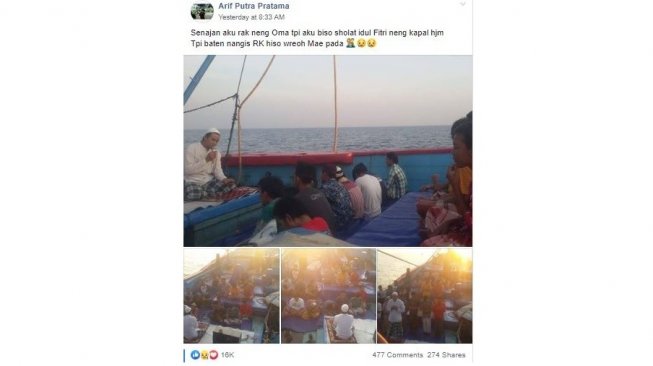 Potret Haru ABK Salat Idul Fitri di Tengah Laut Ini Bikin Warganet Terenyuh