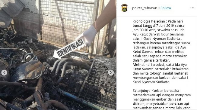 Sebuah Garasi Moge di Bali Terbakar, Kerugian Capai Miliaran Rupiah