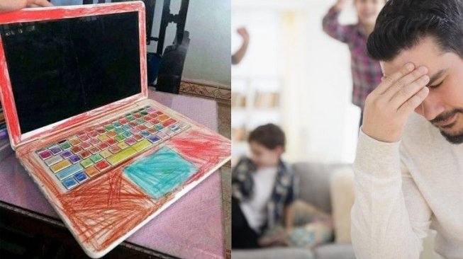 Pinjam Laptop Ayah Untuk Mewarnai, Ternyata Ini Yang Dilakukkan Anaknya