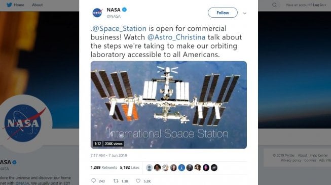 Postingan Nasa. [Twitter]