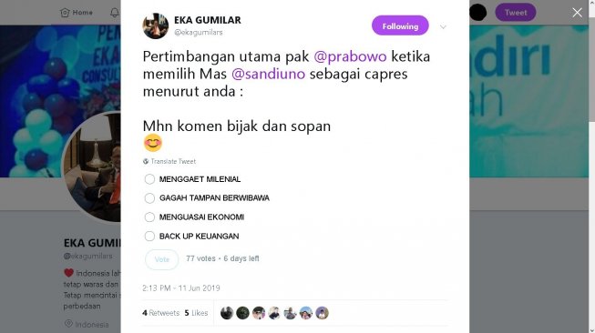 Cuitan Eka Gumilar - (Twitter/@ekagumilars)