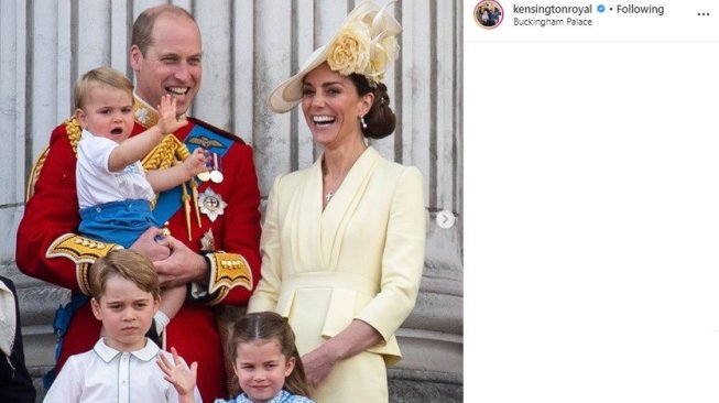 Pangeran William bersama Kate Middleton dan ketiga anaknya saat acara kerajaan (Instagram/kensingtonroyal)