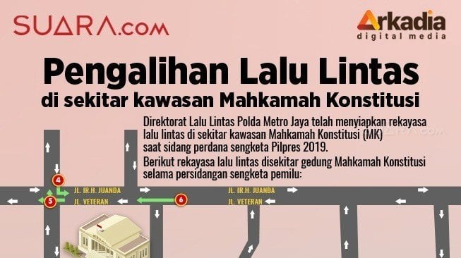 Daftar Pengalihan Arus Lalu Lintas di Sidang Perdana Gugatan Pilpres 2019