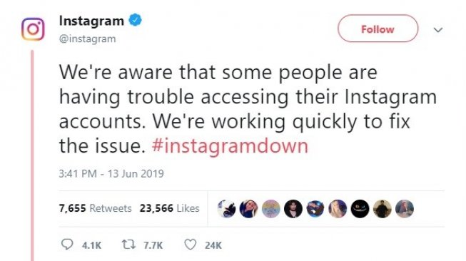 Instagram down. [Instagram]