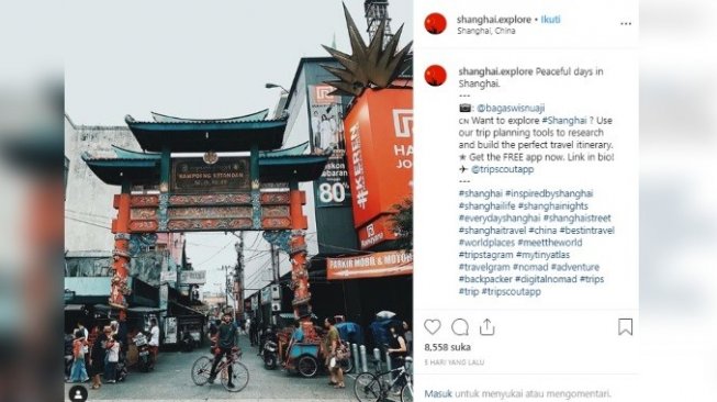 Foto Indonesia yang diklaim Shanghai. [Instagram]