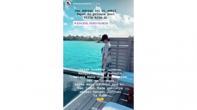 Syahrini di Bora Bora menyatakan tentang Maha Cinta [Instagram: princesssyahrini].