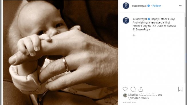Pangeran Harry merayakan Hari Ayah bersama Bayi Archie. (Instagram/@sussexroyal)