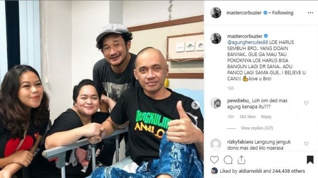 Deddy Corbuzier berharap Agung Hercules sembuh. [instagram/mastercorbuzier]