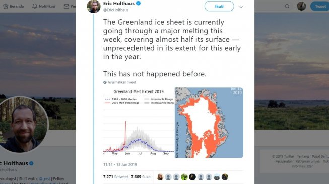 Es mencair di Greenland. [Twitter]