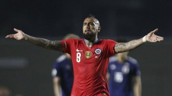 Gelandang Chile Arturo Vidal saat menghadapi Jepang di laga pertama Grup C Copa America 2019. Miguel SCHINCARIOL / AFP  