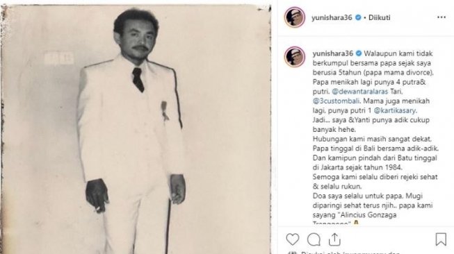 Yuni Shara mengunggah potret jadul ayahnya. [instagram]