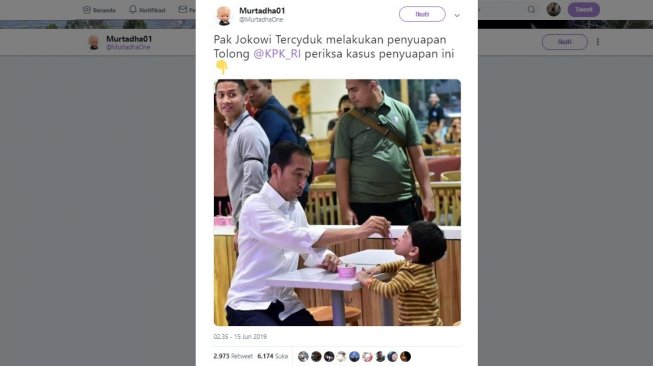 Aksi Presiden Jokowi dan cucunya Jan Ethes. [Twitter]