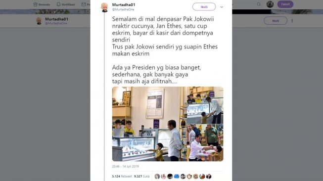 Aksi Presiden Jokowi dan cucunya Jan Ethes. [Twitter]