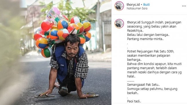 Inspiratif! Kisah Penjual Balon dengan Merangkak Demi Nafkah Halal