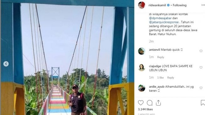 Warganet Cinta Ridwan Kamil Sampai Ubun-ubun Gara-gara Jembatan