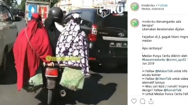 Bonceng Tiga Wanita Sekaligus, Potret Pemotor Ini Jadi Sorotan