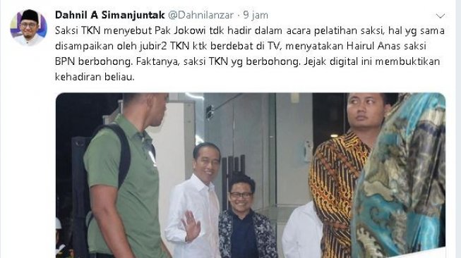 Anas Sempat Tak Sebut Jokowi Hadir ToT, BPN: Saksi TKN Juga Berbohong