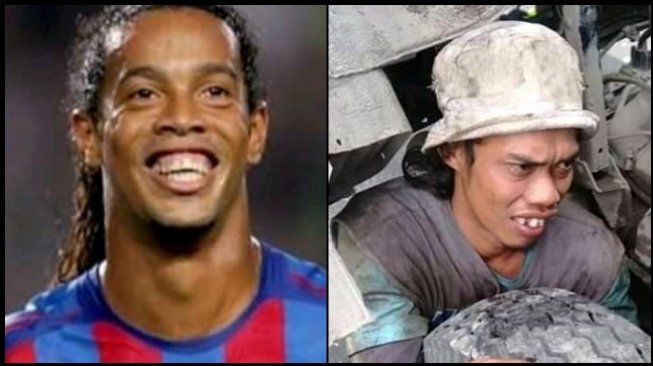 Mirip Ronaldinho, Potret Orang yang Diduga Mekanik Truk Ini Bikin Penasaran