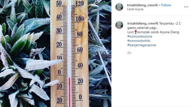 Suhu ekstrem di Dieng (Instagram/trisaktidieng_crew16)