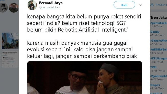 Tersangka Hoaks, Abu Janda Sebut Rahmat Baequni Manusia Gua Gagal Evolusi