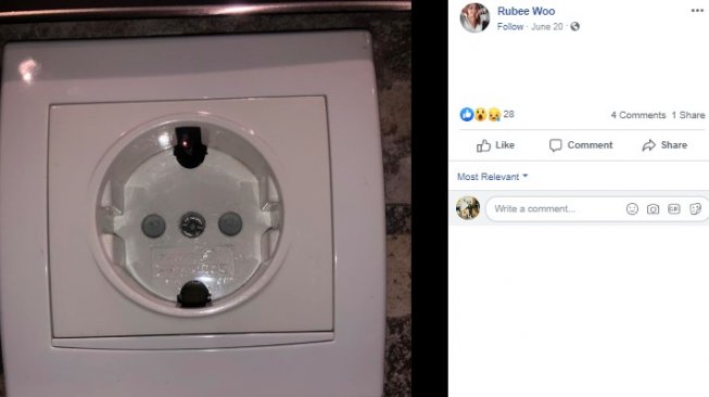 Turis asal Malaysia temukan kamera tersembunyi di kamar apartemen yang disewanya. (Facebook/Rubee Woo)
