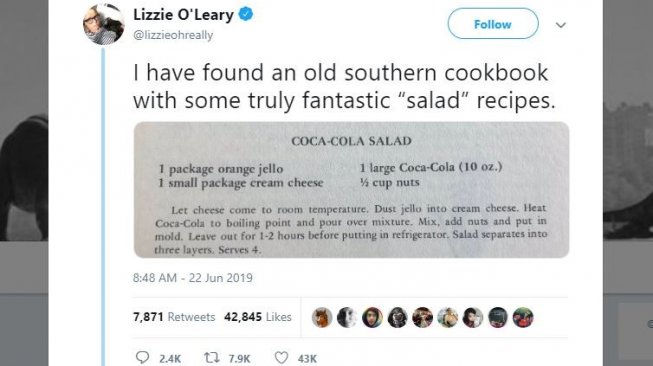 Viral buku resep jadul tentang salad (twitter.com/lizzieohreally)