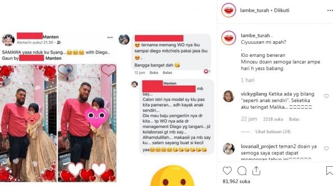 Diego Michiels dan calon istrinya, Dhea Boru Simatupang [Instagram/lambe turah]