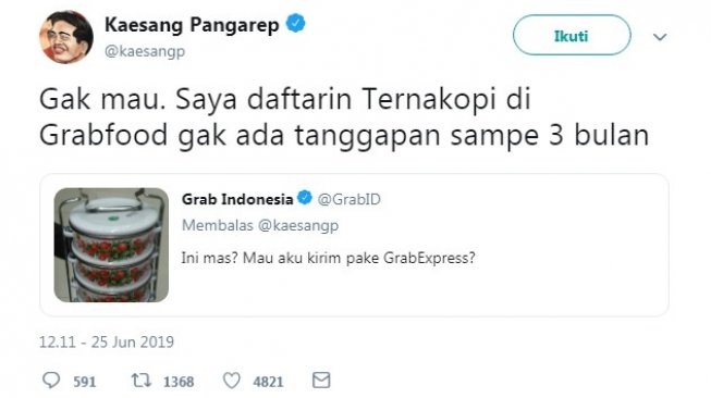 Perseteruan sengit Grab dan Gojek memperebutkan Kaesang Pangarep (Twitter)