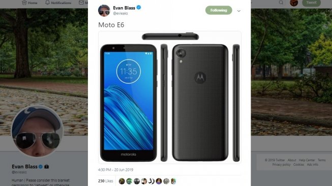 Bocoran Moto E6. [Twitter]