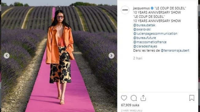 Fashion show di tengah kebun lavender. (Instagram/@jacquemus)