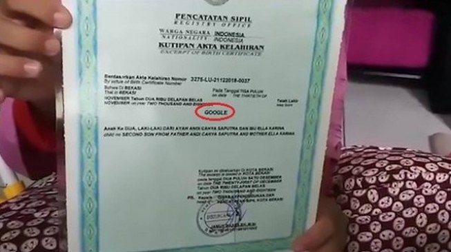 Bayi Bernama Google di Bekasi Curi Perhatian Media Internasional