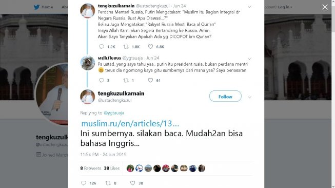 Cuitan Tengku Zul - (Twitter/@ustadtengkuzul)