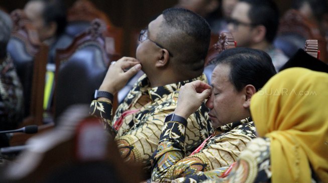 Suasana sidang putusan Perselisihan Hasil Pemilihan Umum (PHPU) di gedung Mahkamah Konstitusi, Jakarta, Kamis (27/6). [Suara.com/Arief Hermawan P]