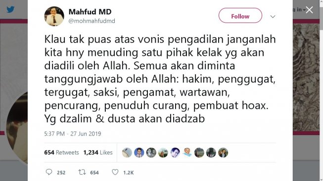 Cuitan Mahfud MD - (Twitter/@mohmahfudmd)