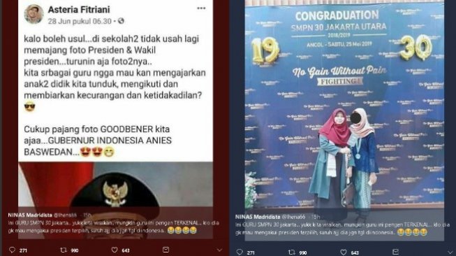 Tolak Pasang Foto Jokowi di SMP, Warganet Bongkar Sosok Asteria Fitriani