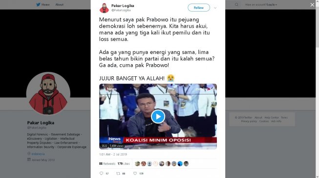 Komentar warganet untuk ucapan Faldo Maldini - (Twitter/@PakarLogika)