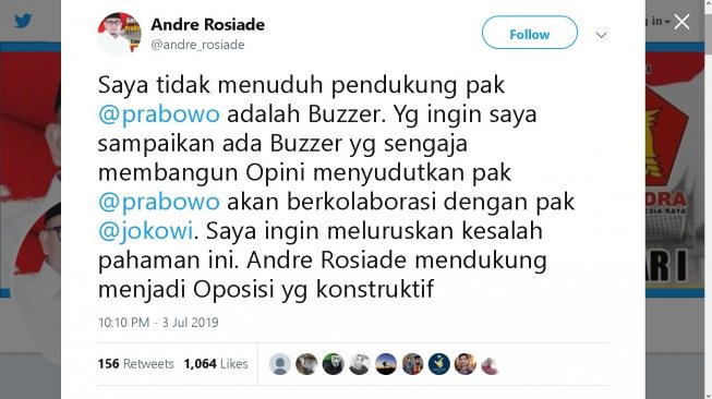 Cuitan Andre Rosiade - (Twitter/@andre_rosiade)