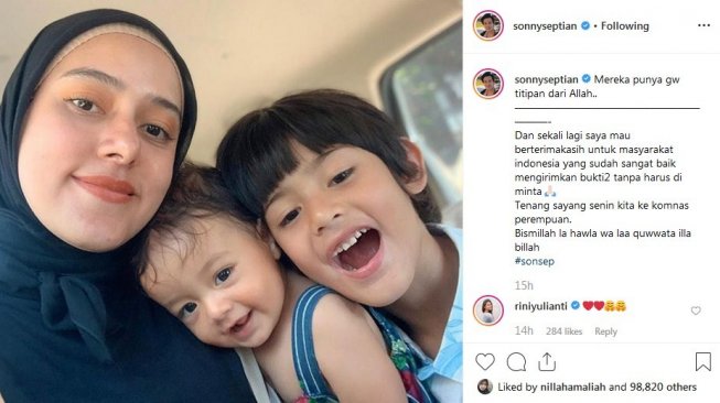 Sonny Septian mengumumkan Fairuz A Rafiq akan mengunjungi Komnas Perempuan, Senin (8/7/2019). [Instagram]