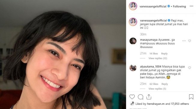 Vanessa Angel mengingatkan kaum Adam untuk salat Jumat. [instagram/vanessaangelofficial]