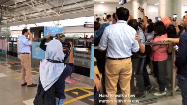 Ahok BTP ditemani Nicholas Sean menjajal MRT - (Instagram/@nachoseann)