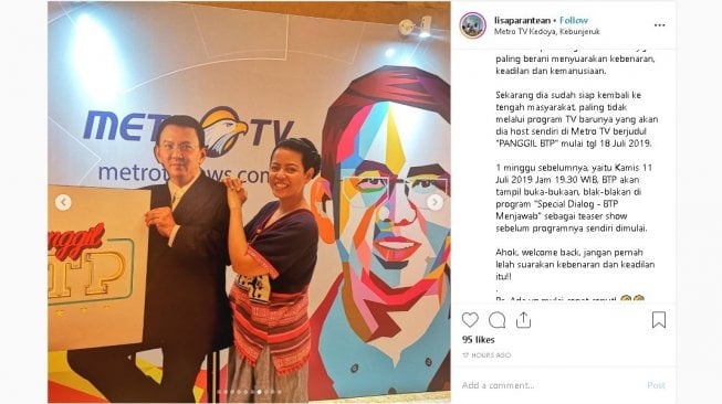 Ahok BTP di MetroTV - (Instagram/@lisaparantean)